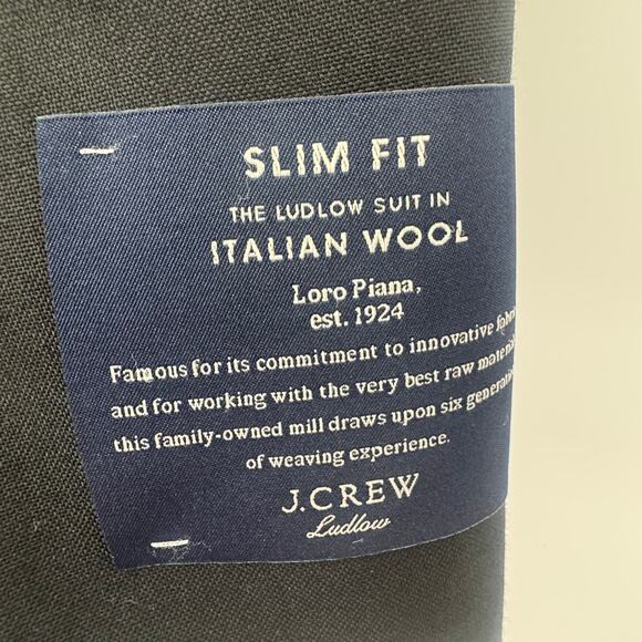 J. Crew Ludlow Slim-Fit Suit Jacket Long Sleeves Italian Wool Black Size 40R NWT - Picture 12 of 14